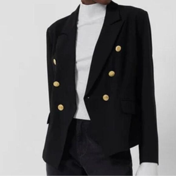French connection black with gold accent blazer women’s size small 6 - Picture 3 of 11